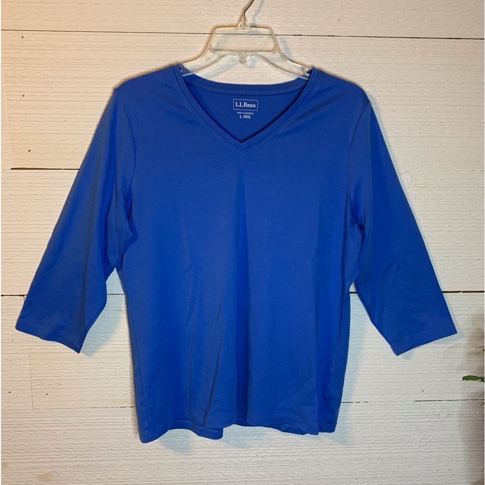 V-Neck 3-1/4 Length Sleeve T-Shirt by L.L.Bean.  Size L Reg.